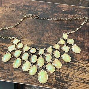 Radiant Gold Necklace with Iridescent Stones